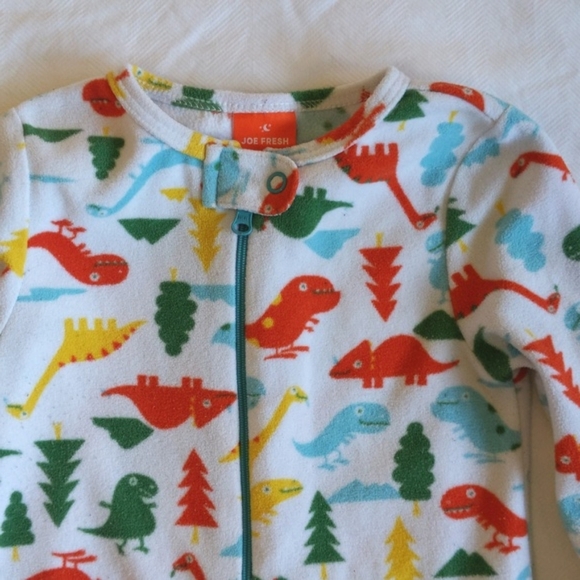 joe fresh dinosaur fleece zipper footie sleeper pajamas 12-18 months baby - Picture 3 of 6